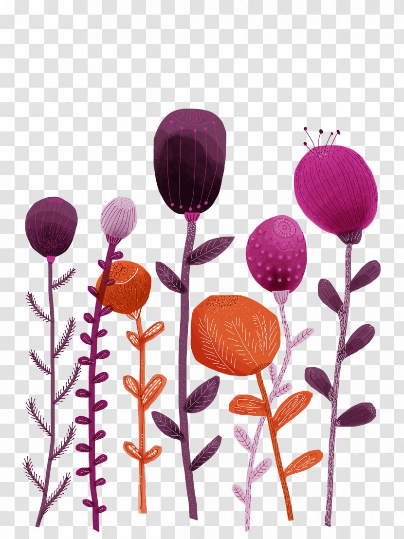 Behance Graphic Design Designer Illustration - Flowering Plant - Creative Hand-painted Floral Motifs Transparent PNG
