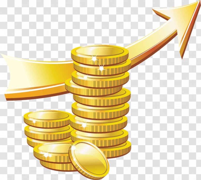 Gold Coin Illustration - Royaltyfree - Financial Wealth Arrow Transparent PNG