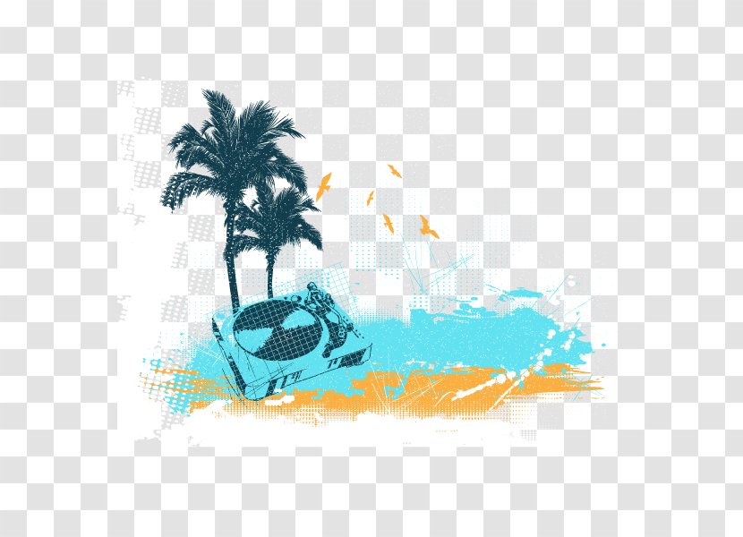 Beach - Text - Vector Hand-painted Transparent PNG