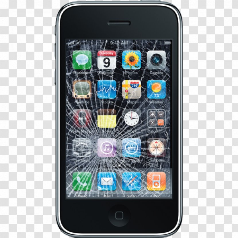 IPhone 3G X Telephone Apple - Smartphone - Broken Screen Transparent PNG
