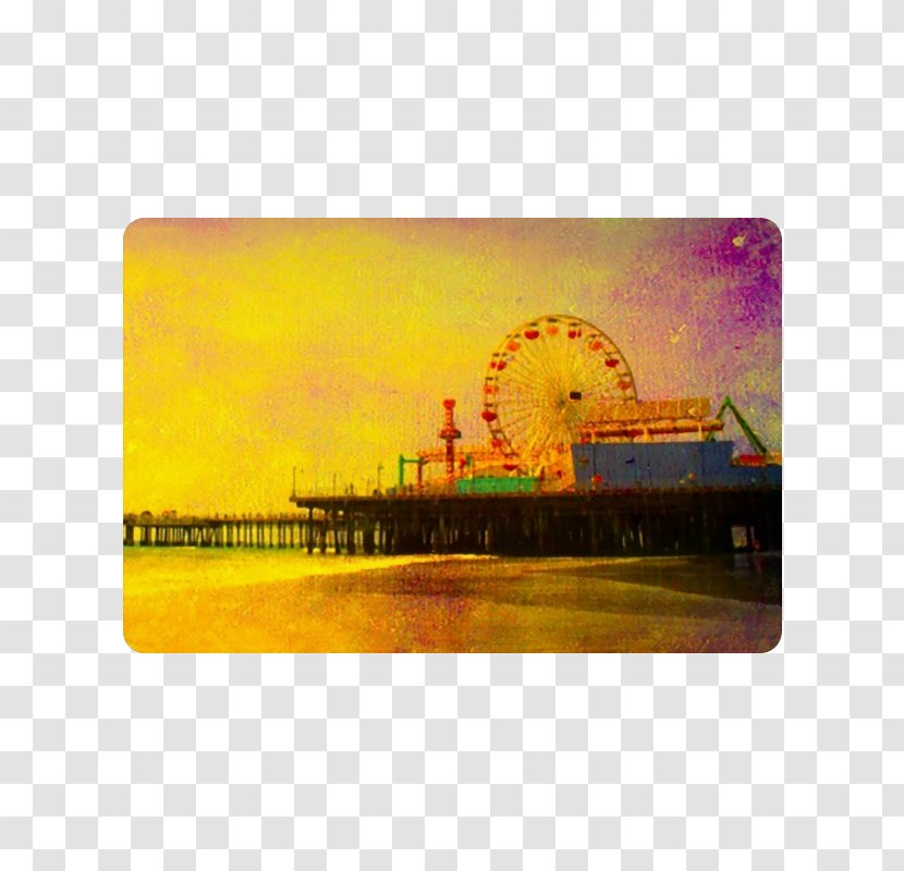 Santa Monica Pier Rectangle Sticker Rainbow - Yellow Transparent PNG