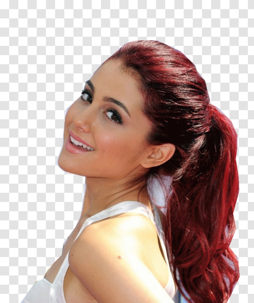 Ariana Grande Red Hair Long Brown Coloring - Tree Transparent PNG