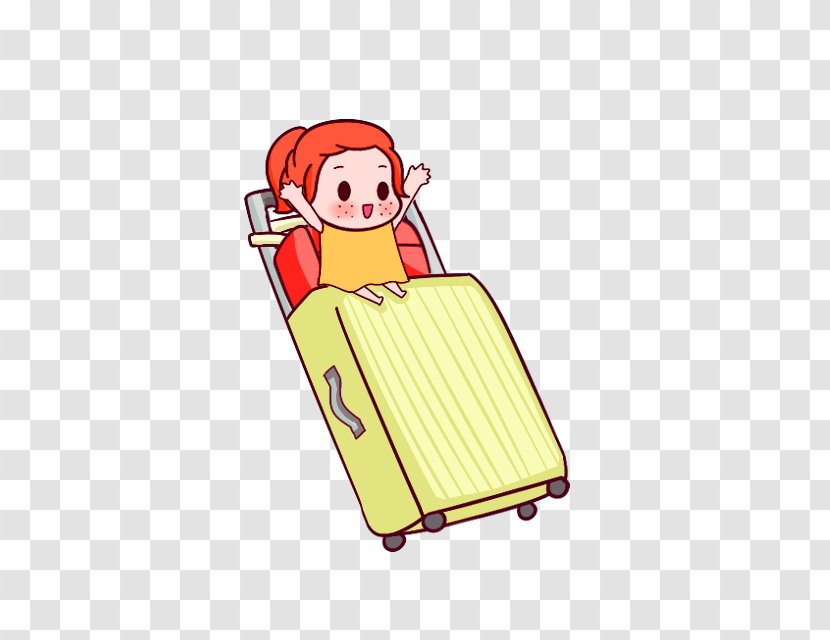 Cartoon Suitcase Q-version Illustration - Yellow Simple Luggage Decorative Pattern Transparent PNG