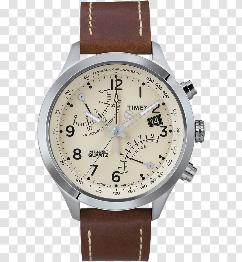 Flyback Chronograph Watch Quartz Clock Timex Group USA, Inc. - Leather Transparent PNG