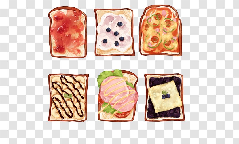 Open Sandwich Breakfast Bacon Pancake Melt - Food - Wiping Butter Toast Hand Painting Material Picture Transparent PNG