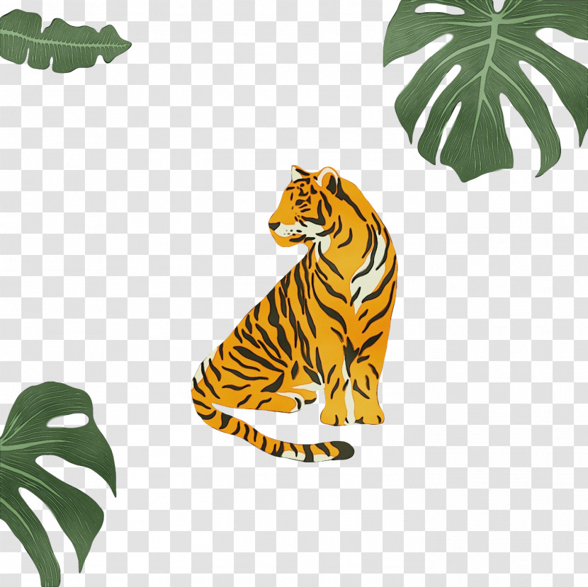 Tiger Animal Figurine Text Leaf Cat Transparent PNG