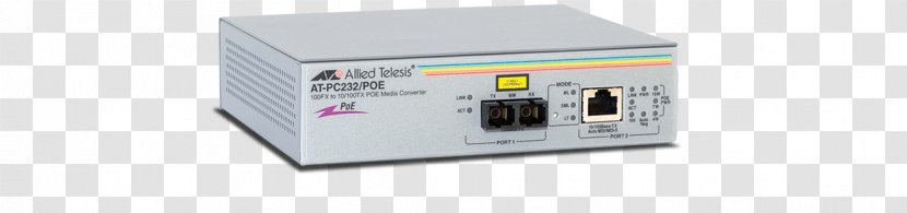 Fiber Media Converter Allied Telesis Fast Ethernet Power Over Computer Network - Triple Play Transparent PNG
