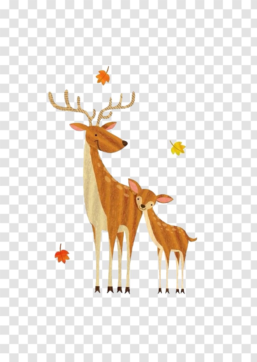 Formosan Sika Deer Watercolor Painting Drawing - Mother And Daughter Transparent PNG