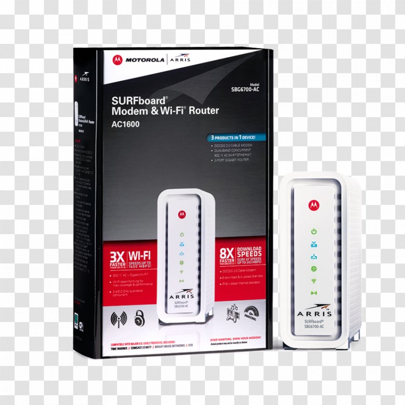Cable Modem ARRIS Group Inc. Wireless Router Motorola SURFboard SBG6700 - Multimedia - Car Transparent PNG