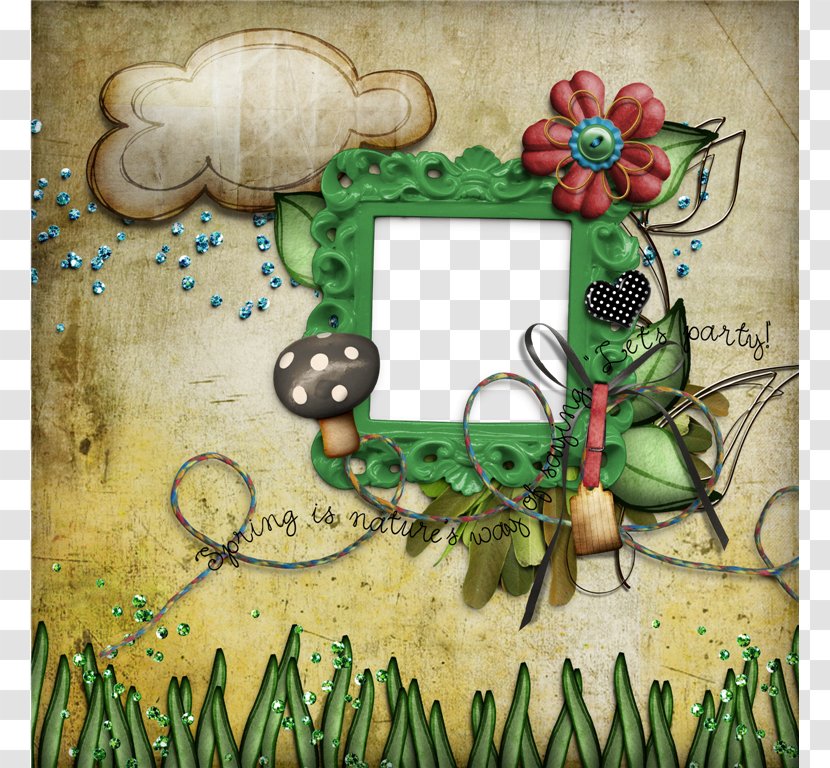 Digital Photo Frame Illustration - Flower - Green Transparent PNG