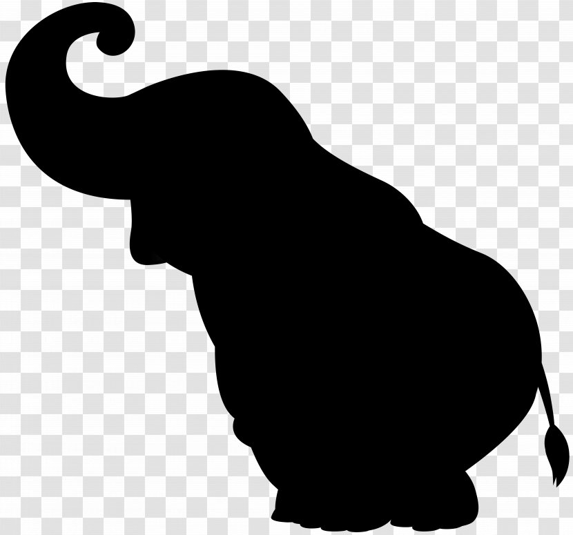 Cat African Elephant Indian Clip Art Silhouette - Blackandwhite - Wildlife Transparent PNG