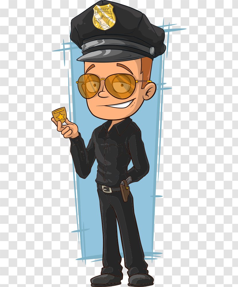 Police Officer Cartoon Drawing Illustration - Human Behavior - Officers Wearing Black Uniforms Vector Transparent PNG