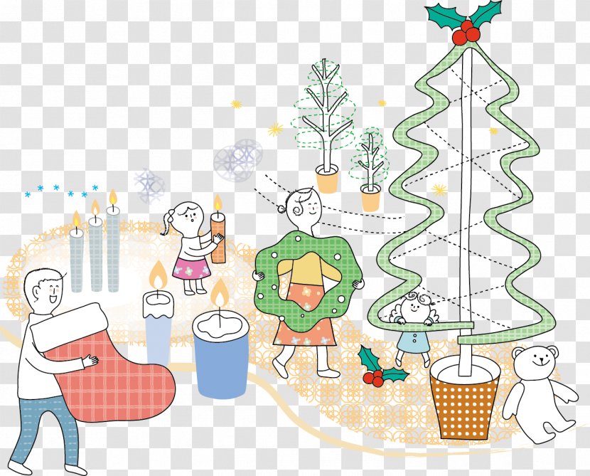 Christmas Cartoon Illustration - Point - Vector Holiday Tree Dress Up Transparent PNG