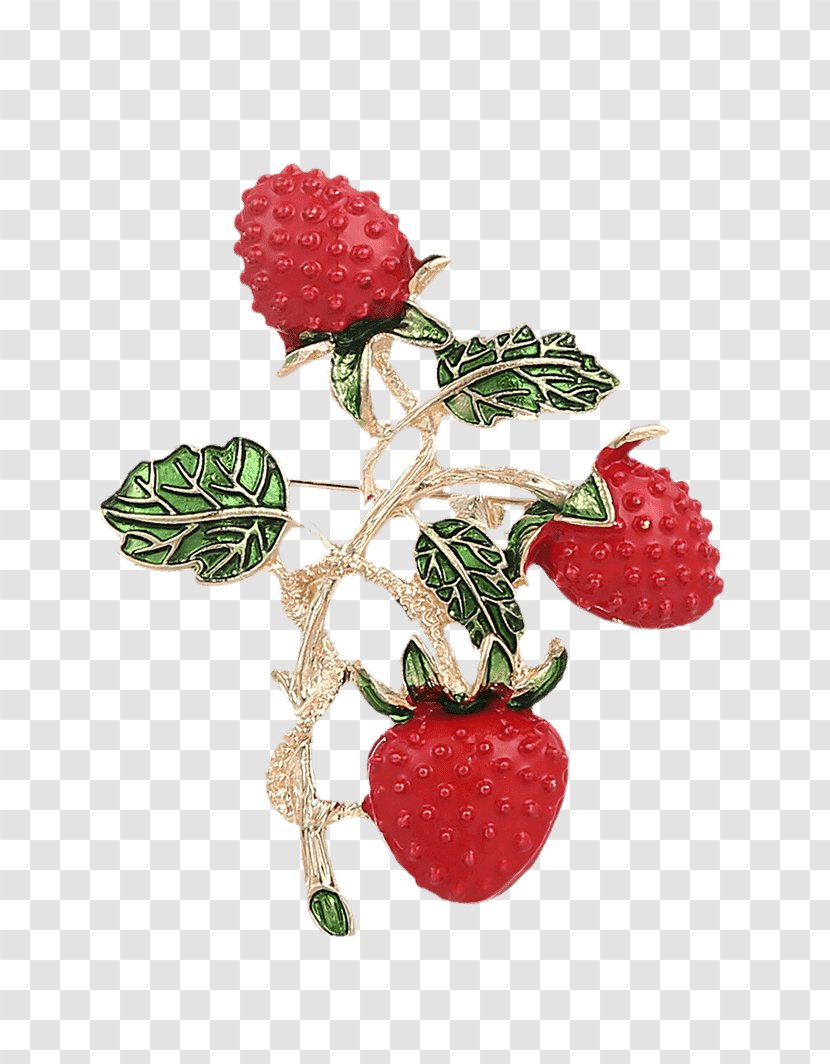 Strawberry Brooch Earring Imitation Gemstones & Rhinestones - Raspberry - Sunflower Leaf Transparent PNG