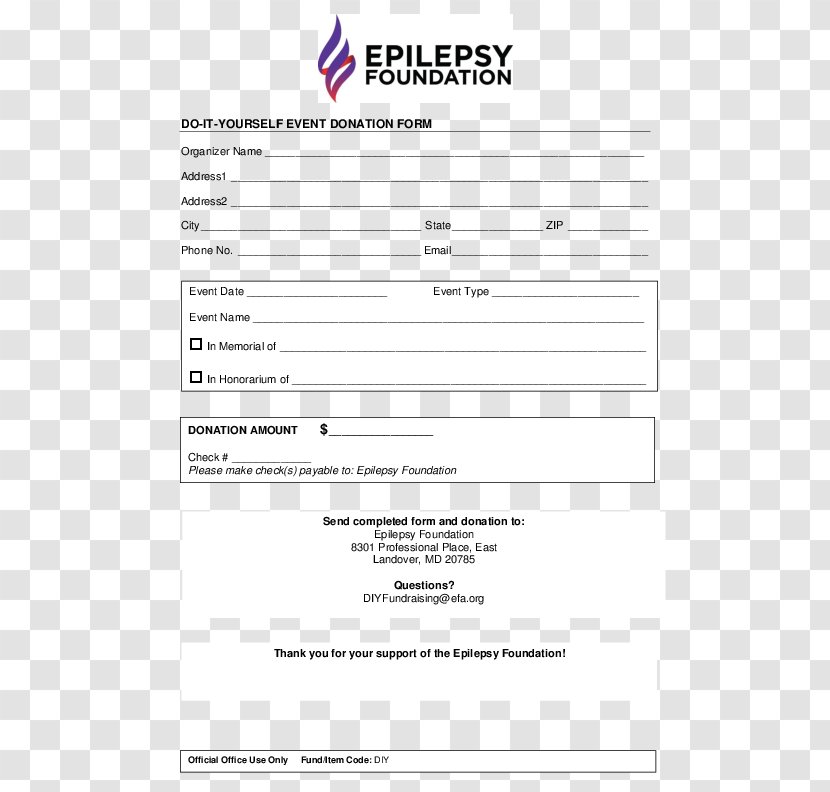 Donation Fundraising Epilepsy Foundation Form Template - Frame - Running Marathon Transparent PNG