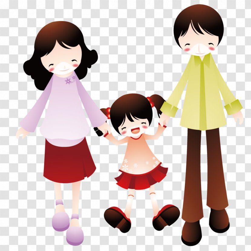 Child Cartoon Painting Illustration - Frame - Parents Accompany Their Children To Play Transparent PNG