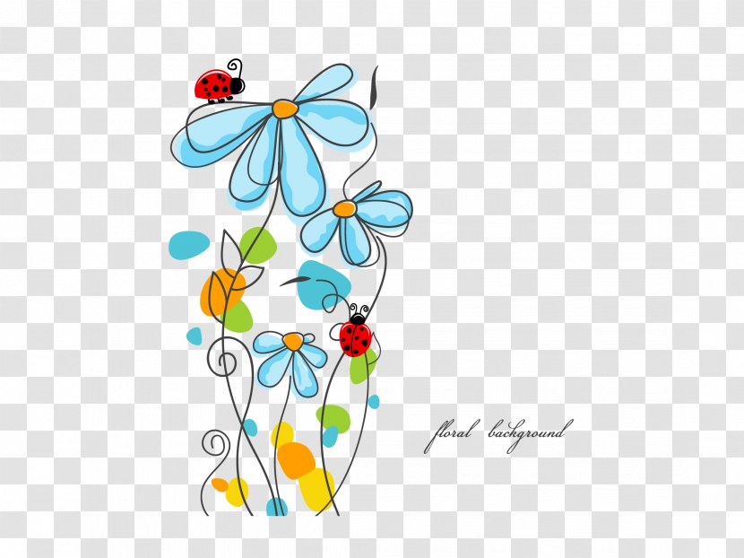 Light Ladybird Douchegordijn Illustration - Invertebrate - Abstract Flowers Free Download Transparent PNG