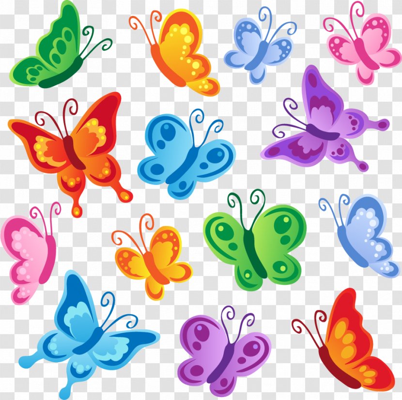 Butterfly Cartoon Clip Art - Petal - Colorful Transparent PNG