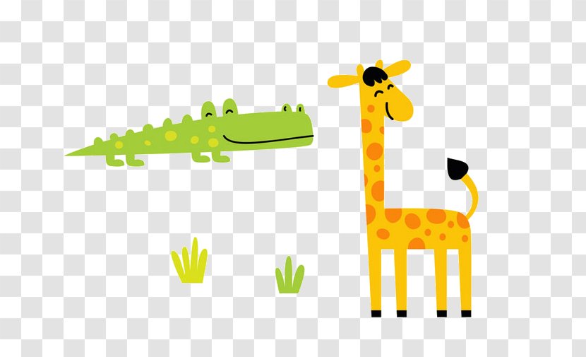 Northern Giraffe Cartoon - Grass - And Crocodile Transparent PNG