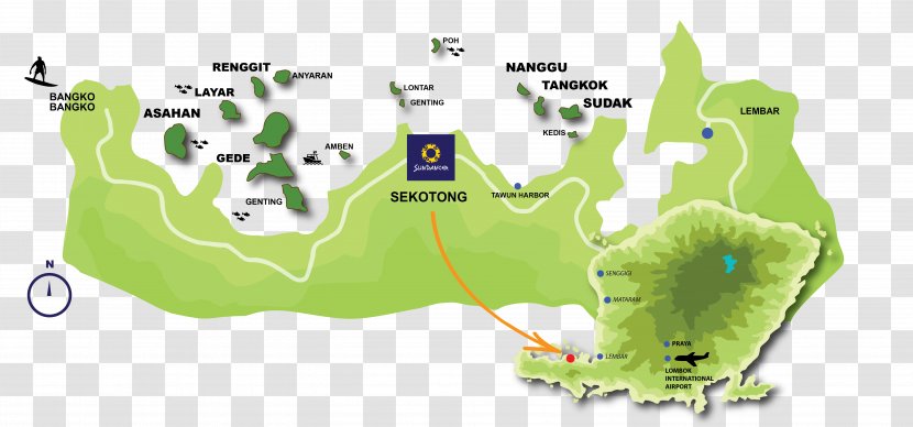 Mataram Sundancer Resort And Spa Sekotong Location Senggigi Map - Green - Lombok Transparent PNG