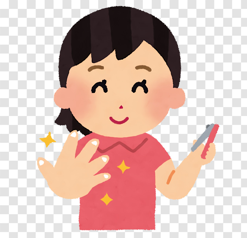 Cartoon Child Cheek Finger Gesture Transparent PNG