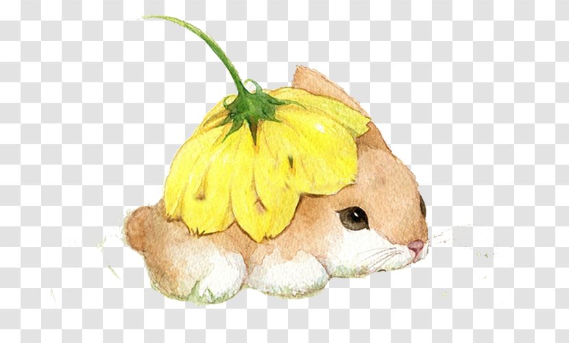 Rabbit Watercolor Painting Illustration - Color - Flower Under Transparent PNG