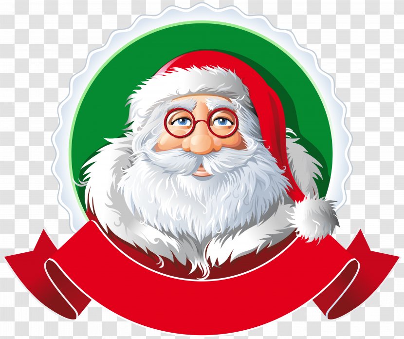 Santa Claus Rudolph Christmas Clip Art - Facial Hair - With Red Banner Clipart Image Transparent PNG