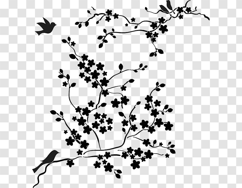 Stencil Cherry Blossom Craft Art - Monochrome Transparent PNG