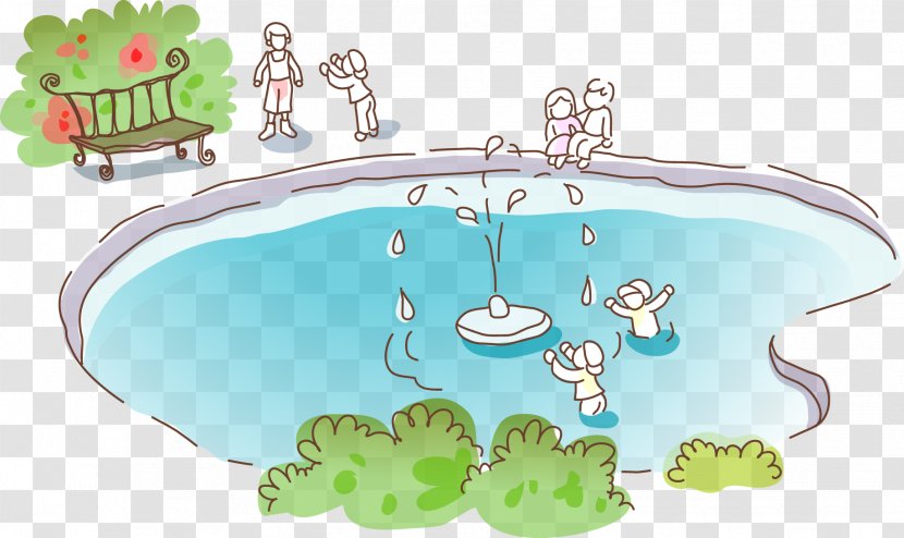 Cartoon Fountain Illustration - Drawing - Vector Element Park Transparent PNG