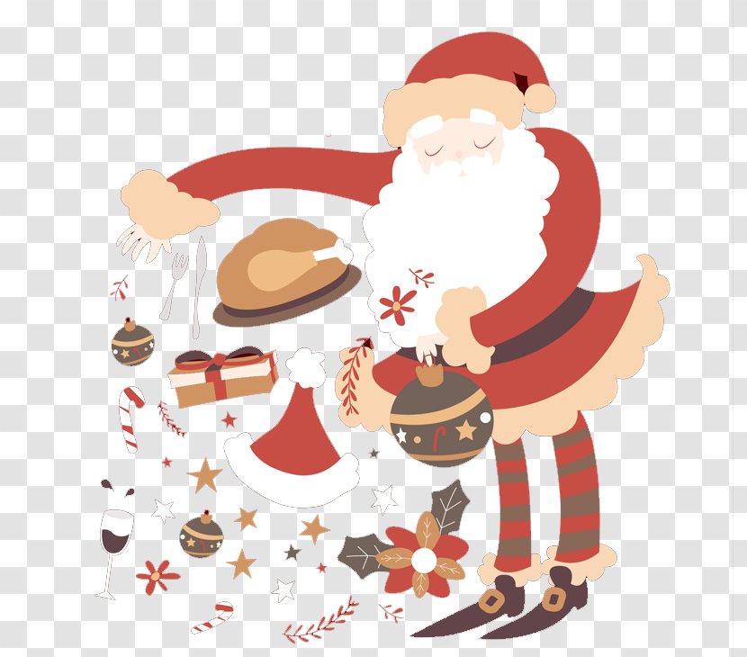 Santa Claus Christmas Ornament Greeting Card Clip Art - Throwing Gifts Transparent PNG
