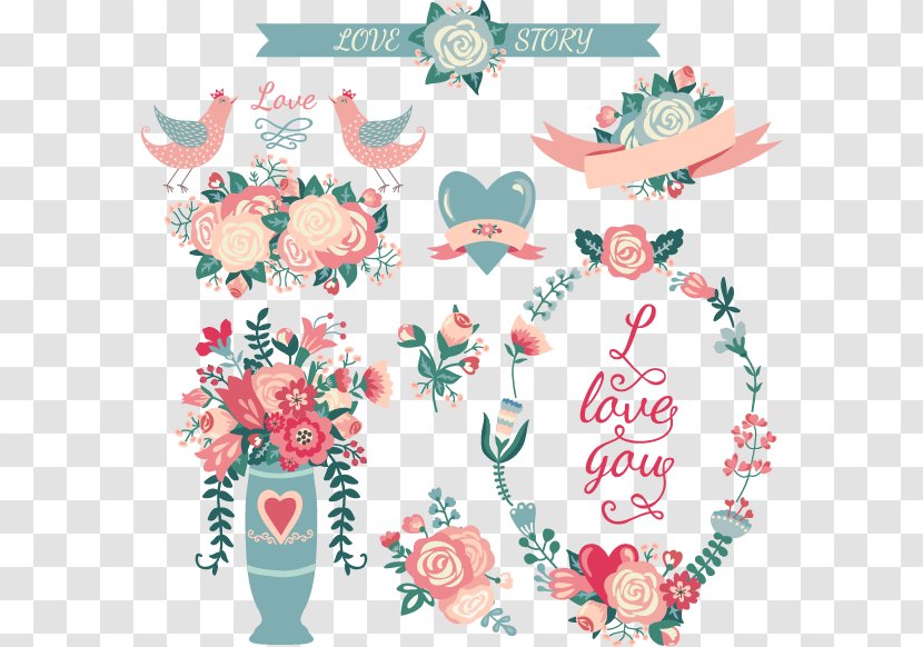 Wedding Flowers And Birds Vector - Floral Design - Flowering Plant Transparent PNG