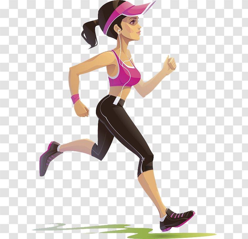 Running Female Cartoon Illustration - Frame - Women In Exercise Transparent PNG