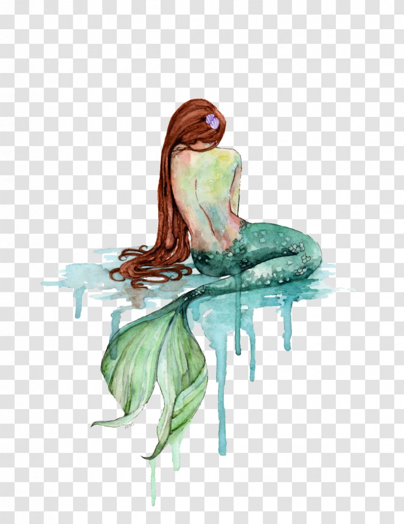 Mermaid Watercolor Painting Art Drawing - Canvas Print Transparent PNG
