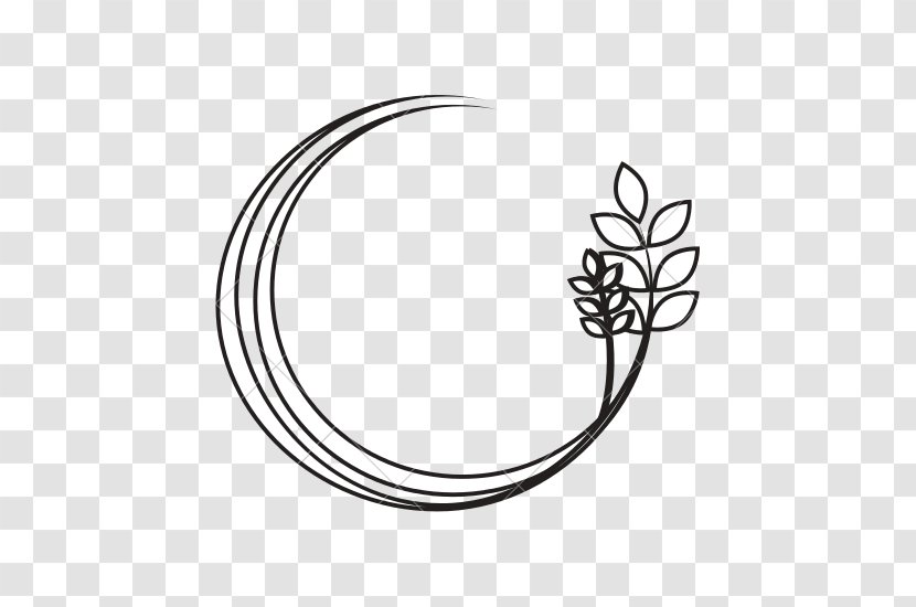 Leaf Branch Silhouette - Drawing - Circular Border Transparent PNG