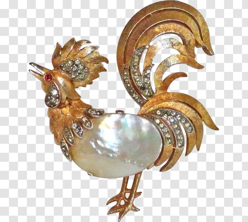 Rooster Brooch Pearl Imitation Gemstones & Rhinestones Nacre - Phasianidae - Jewellery Transparent PNG