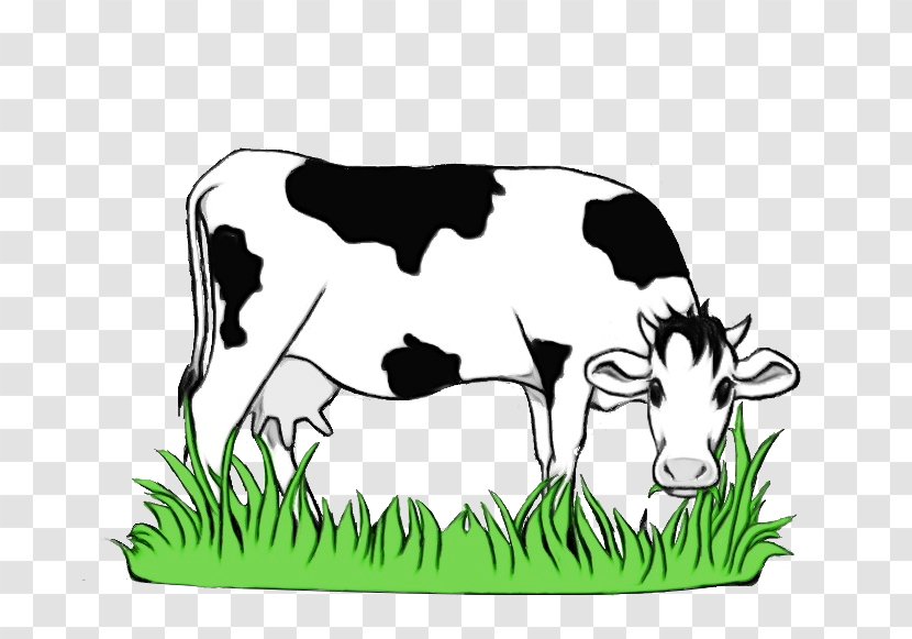Bovine Grass Green Dairy Cow Clip Art - Cowgoat Family - Livestock Pasture Transparent PNG