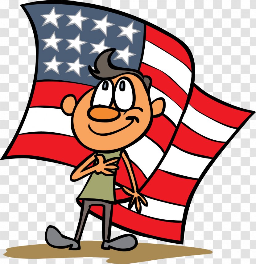 Pledge Of Allegiance Cartoon Clip Art - Flag The United States - Independence Day Transparent PNG