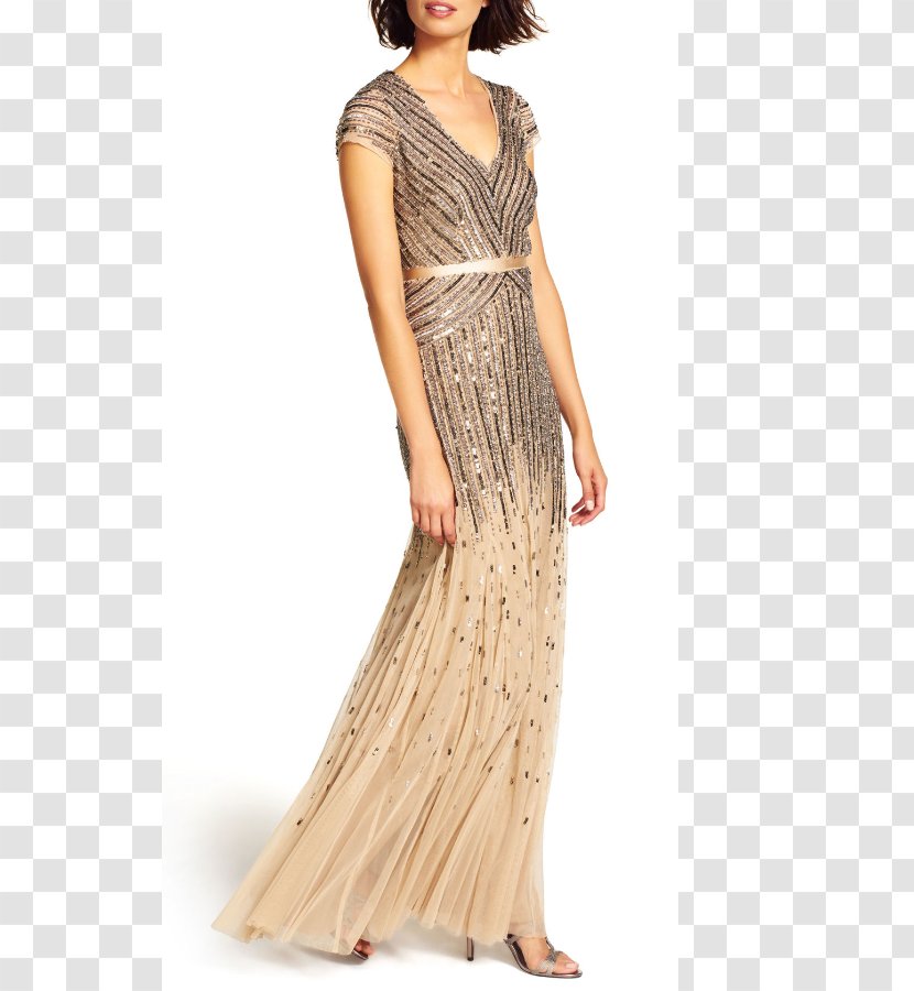 Gown Dress Sleeve Formal Wear Clothing - Sequin - Silver Sequins Transparent PNG