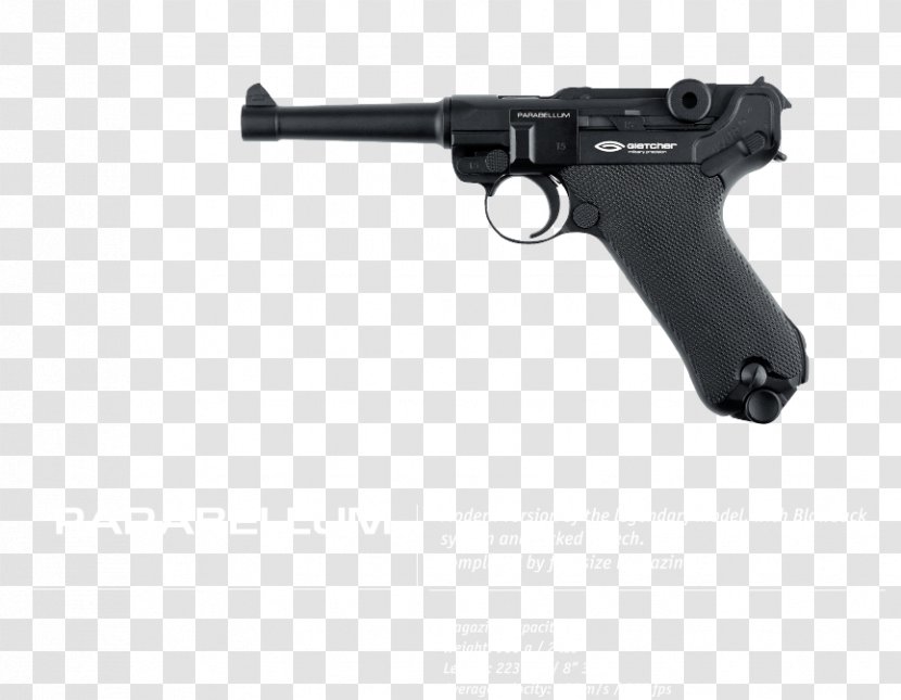Luger Pistol Air Gun Firearm Blowback - Deutsche Waffen Und Munitionsfabriken - Handgun Transparent PNG