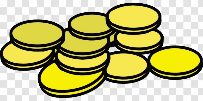 Watercolor Cartoon - Gold Coin - Yellow Silver Transparent PNG