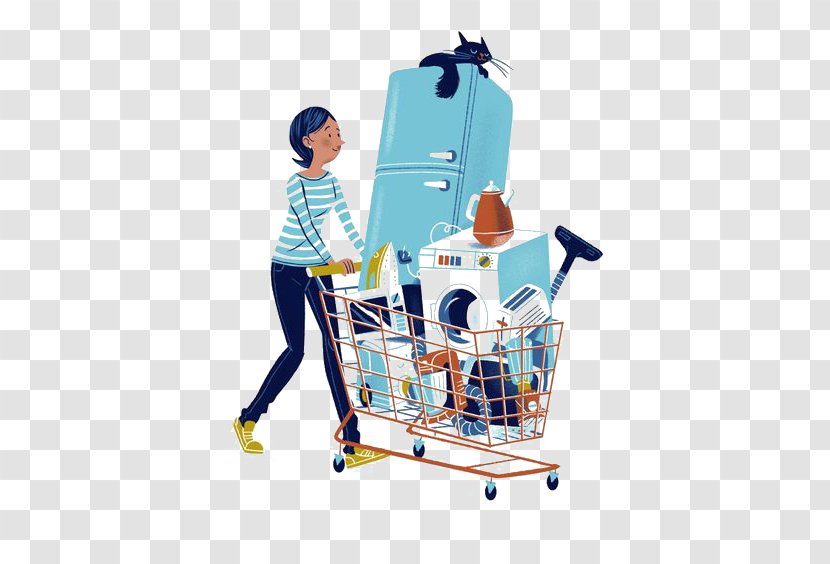 Illustrator Drawing Art Illustration - Machine - Shopping Woman Transparent PNG