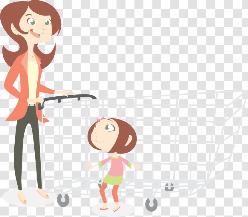 Mother Shopping Cart Daughter Clip Art - Heart - Mom Transparent PNG