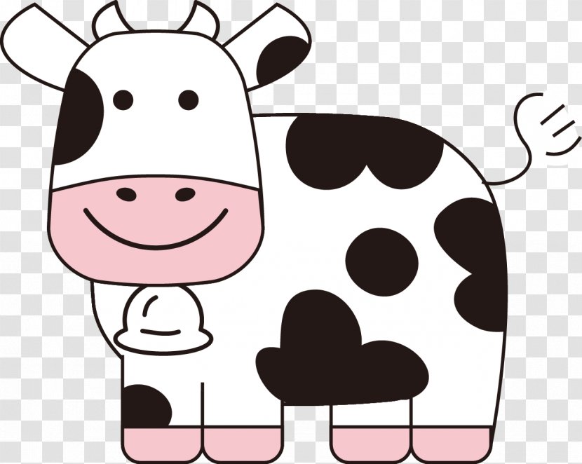 Cartoon Black And White - Pink - Cute Cow Transparent PNG