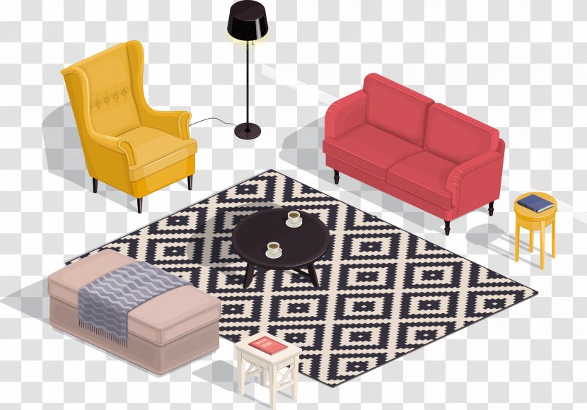 Living Room Isometric Projection Interior Design Services - Flooring - Sofa Renderings Transparent PNG