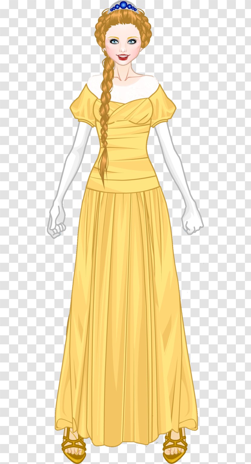 Gown Cartoon Character Fiction - Frame - Yellow Dress Transparent PNG