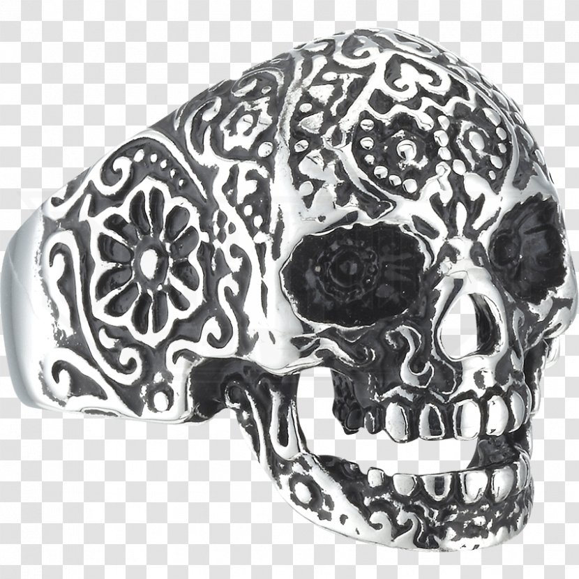 Day Of The Dead Skull - Silver - Metal Head Transparent PNG