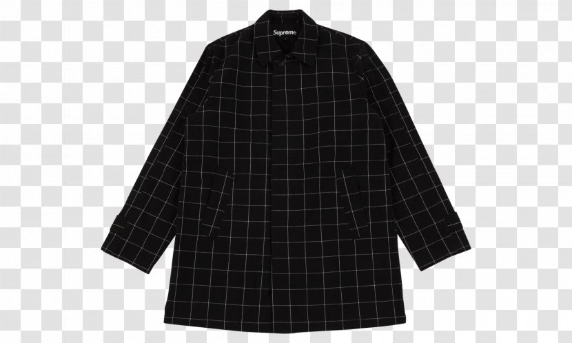 Tartan Overcoat Wool Black M - Coat - Trench Transparent PNG