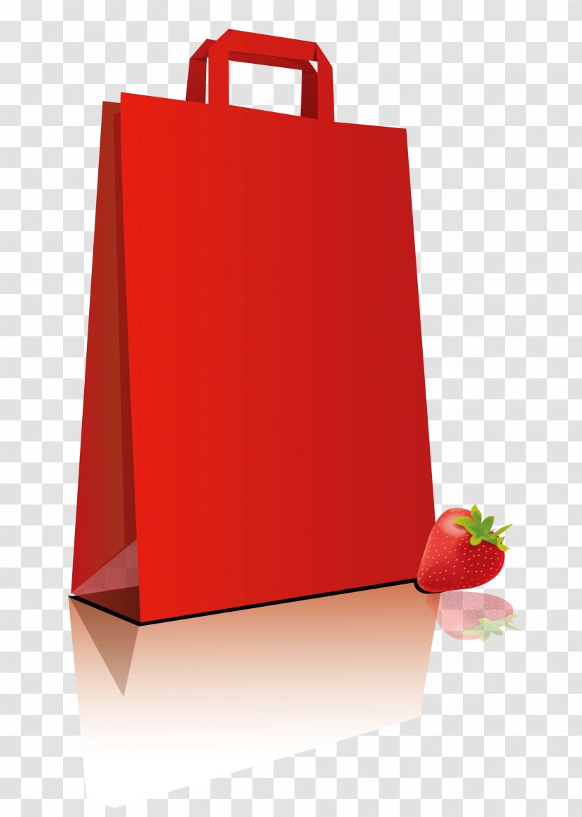 Paper Bag - Peach - Strawberry Vector Transparent PNG