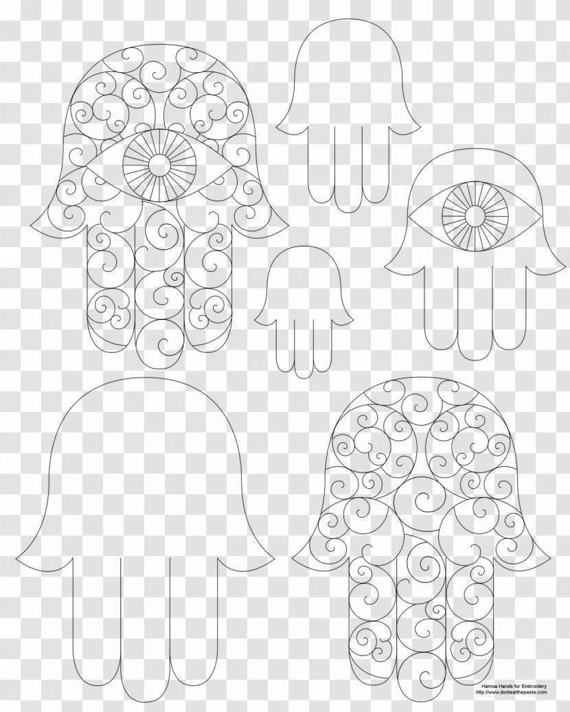 Embroidery Hamsa Drawing Pattern - Watercolor Transparent PNG