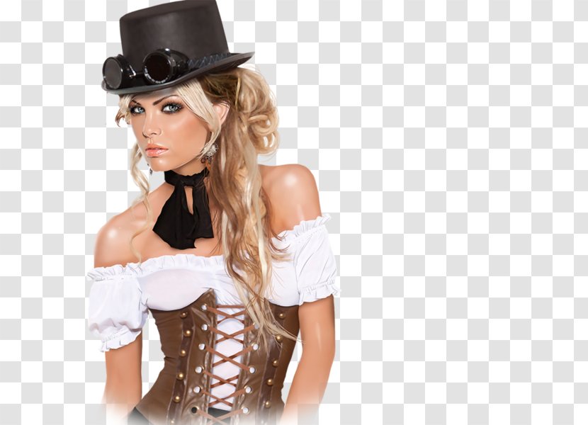 Steampunk Fashion Corset Bustier Hat - Silhouette - Steam Punk Transparent PNG